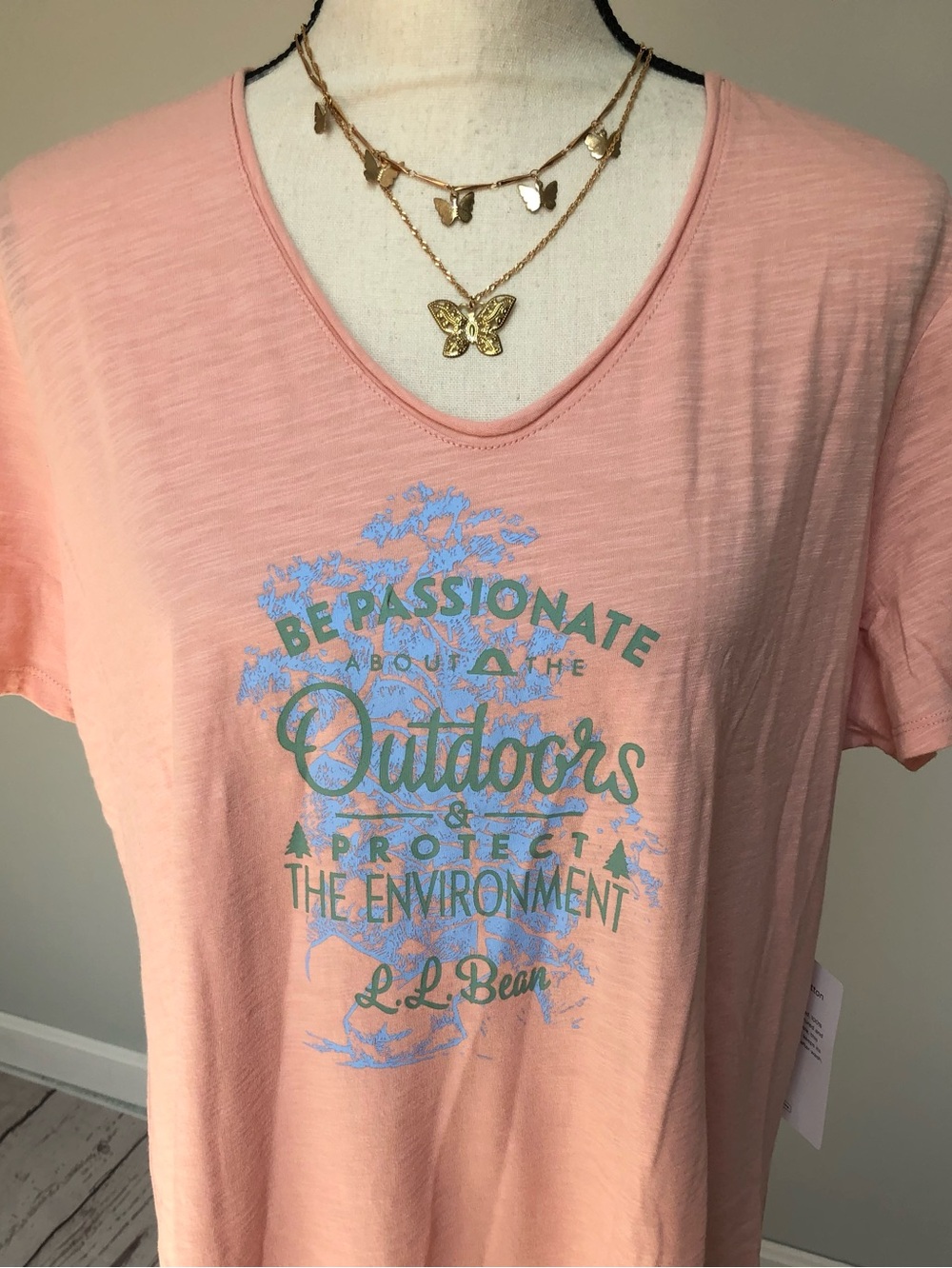 NWT LLBean Organic Cotton Protect the Environment Logo Top Size XL